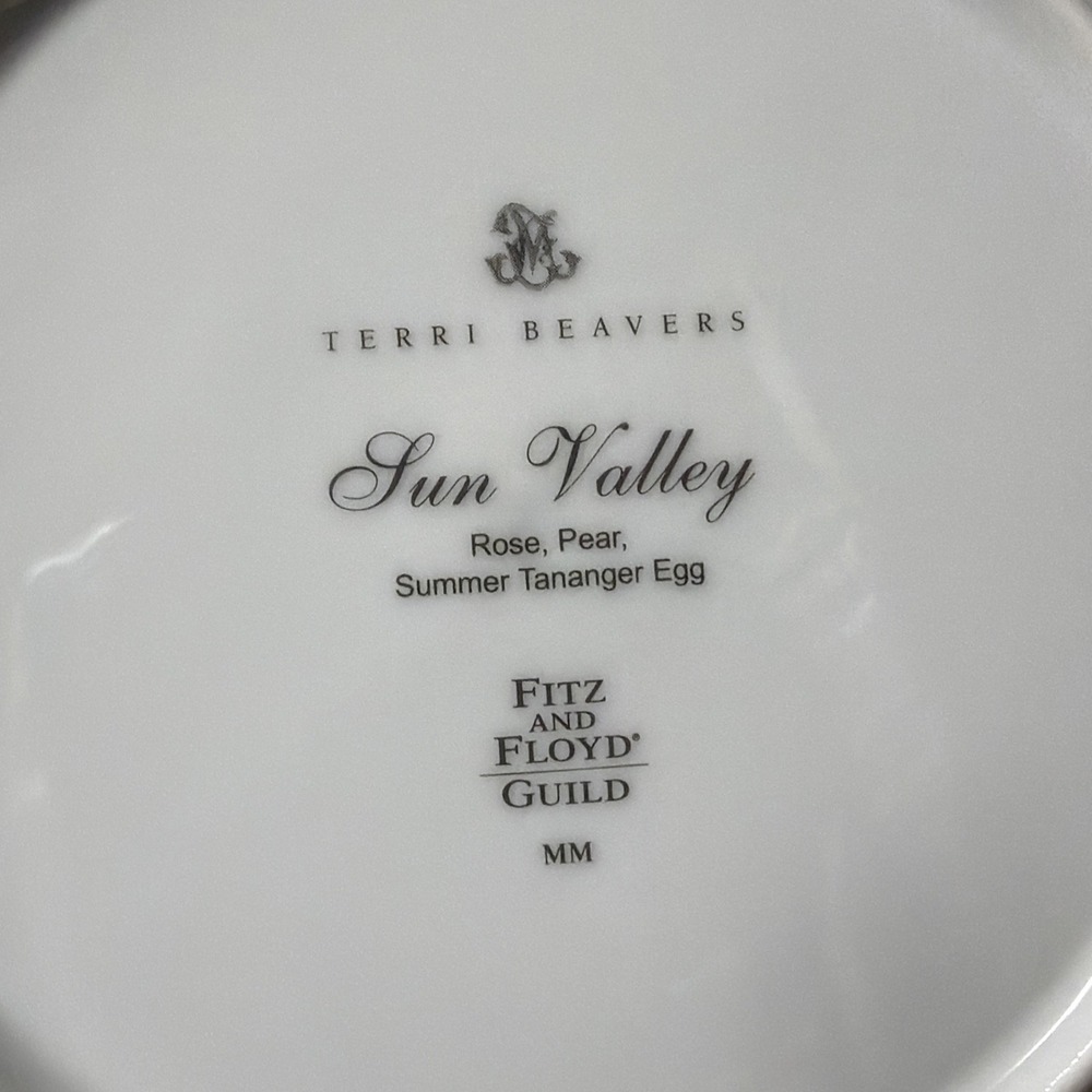Fitz & Floyd Terri Beavers Sun Valley Set Of 3 Iris And Peach Tulip Plum Rose - Picture 6 of 8